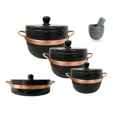 Panela De Pedra Sabão Kit Gourmet Com 5 Itens.