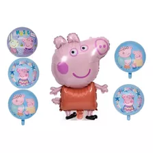 6 Balão Bexiga Metalizado Decoração Festa Peppa Pig 