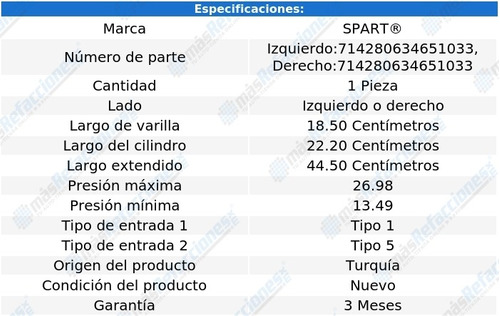 Amortiguador 5a Puerta Izq O Der Smart Fortwo 08-13 Spart Foto 2