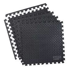 Pack X4 Piso Goma Eva Encastrable C/bordes 60x60cm 10mm Gym Color Negro Texturado