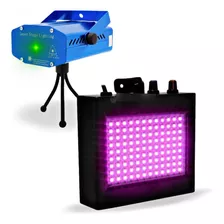 Kit Strobo Led Rgb + Mini Projetor Jogo Luzes Festas Baladas