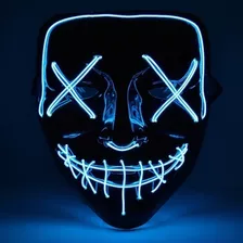 Mascara Terror Halloween Led Neon Festa Balada Assustadora Cor Azul