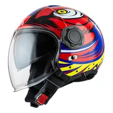 Capacete Moto Nzi Ringway Duo Ocelo Azul/amarelo/neon