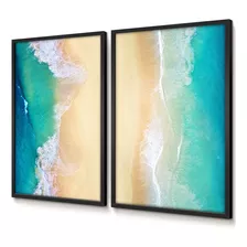 Quadros Decorativos Duo Vidro 60x90 Quarto Praia Vista Aérea