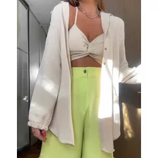 Lindo Conjunto Feminino De Camisa Com Cropped Verde