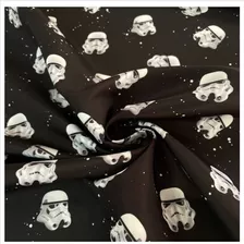 Tecido Microfibra Leve Star Wars Stormtrooper Fundo Preto