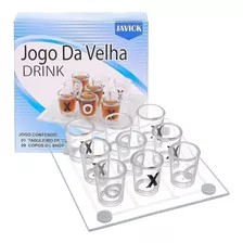 Jogo Da Velha Shot Drink Tabuleiro De Vidro - 9 Copos 