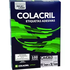 Etiqueta Impressora A4 99,1 X 38,1mm 100 Fls Ca4363 Colacril