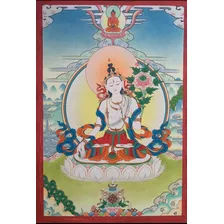 Tara Branca Thangka Original Pelo Artista Ngawang Loday