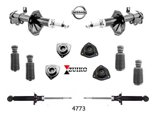 Kit 4 Amortiguadores 4 Cubrepolvos Con Tope Sentra B14 96-00 Foto 2