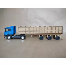 Carreta Vanderleia 3 Eixos Tampa Alta Mdf 1/32 Recorte Laser