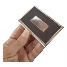 Porta Cartão Visita Novo Fino Metal Cromado 9x6x0,5cm Disp