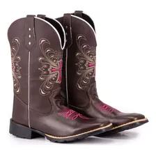 Bota Country Texana Feminina Botina Cowgirl Conforto