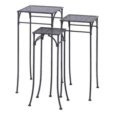 Deco 79 Metal Interior Outdoor Cut-out 3 Tier Plantstand, Se