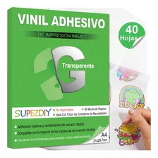 40 Vinil Para Impresión Inkjet Adhesivo A4 Transparente