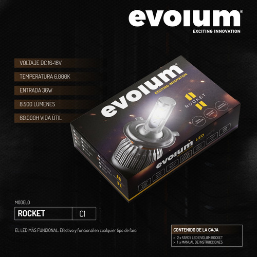 Kit Focos Leds Evolum Rocket H4 Para Spark 2012 A 2019 Foto 2