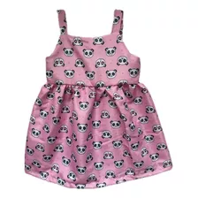 Vestido Infantil Panda Rosa Menina Lindo + Laço De Cabelo