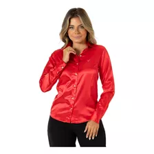 Camisa Feminina Albertina - Cetim C/ Elastano-pimenta Rosada