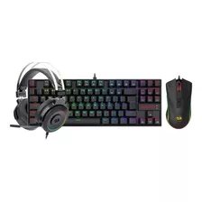 Kit Gamer Rgb Redragon S125 Com Mouse, Teclado E Headset Cor Do Teclado Preto