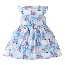 Vestido Para Bebês, Meninas, Manga Mosca, Dinossauro, Estamp