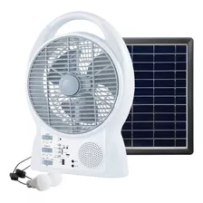 Ventilador Recargable Solar 6 En 1 Bluetooth + Panel Solar