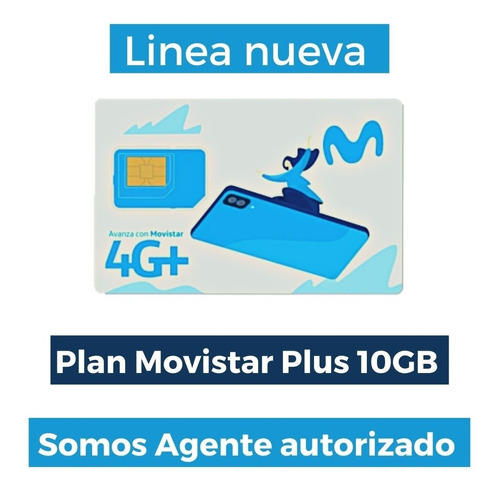Tarjeta Sim Chip Línea Nueva Movistar 4g Plan Movistar 10 Gb