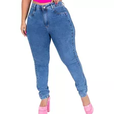 Calça Jeans Skinny Plus Size Costura Lateral Com Elastano