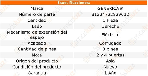 Espejo Der Elect Corrug 3 Pines Mercury Mountaineer 97/01 Foto 2