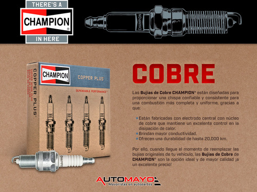 Kit 4 Bujas Cobre Champion 1100d 1.2l L4 64-67 Foto 4