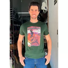 Camisa Masculina Pura Raça Muladeiros Verde Mula Estampada