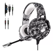 Fone De Ouvido Over-ear Gamer Onikuma K5 Camou Grey Com Luz