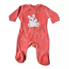  Enterito Bebe Plush Coral Bordado Coneja 