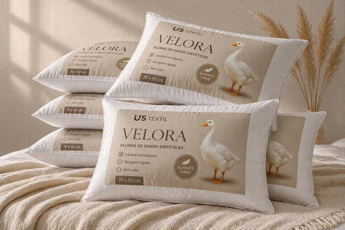 Kit Com 4 Travesseiros Toque Pluma 70x50 Cm Conforto Branco