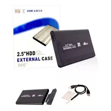 Case Hd Externo Notebook Usb 2.0 Slim Sata 2.5 Preto E Prata