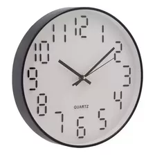 Relogio De Parede Em Plastico Quartz Branco C/preto 30,5cm 