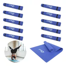 Kit 10 Colchonete Tapete P/ Academia Exercício Yoga De Pvc Cor Azul