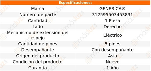 Espejo Der Elect C/desemp 5 Pines Renault Oroch 18/19 Foto 2