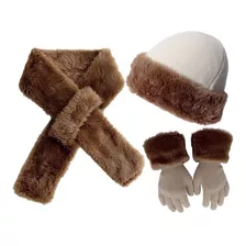 Conjunto Luxo Europeu Kit Inverno Touca Russa Cachecol Luva