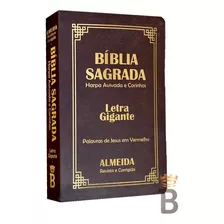 Biblia Sagrada Letra Gigante Luxo Popular Marrom - C/ Harpa