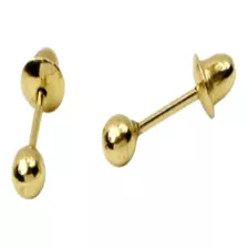 Par De Brinco Bolinha Em Ouro 18k Infantil - 3mm