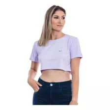 T-shirt Feminina Visceral Jeans Cropped Tecido Liso Conforto