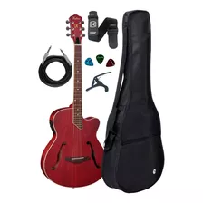 Violão Hofma Hmf 240 Mini Jumbo Red Kit Capa Acessórios Full