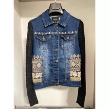 Campera Desigual Jean Combinada Mujer T. M Usada Impecable