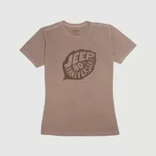 Camiseta Fem. Jeep 80th Anniversary Leaf Estonada - Marrom