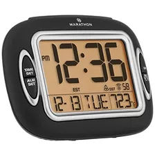 Marathon Cl030051bk Reloj Despertador Atómico Con Luz De Noc