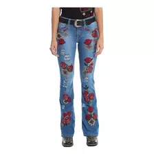 Calça Tassa Feminina Bootcut Cintura Média Bordada 