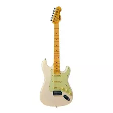 Guitarra Elétrica Phx Vintage St-2 Stratocaster De Tília Branca Verniz Brilhante Com Diapasão De Bordo