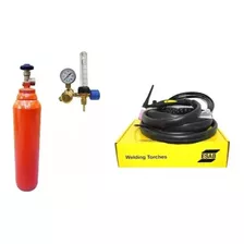 Torcha Tig Esab + Tubo Argon 1/2 Mt3 + Valvula Regulador Con Caudalimetro Marca Liga Maqyherr