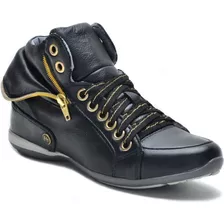 Tenis Bota Cano Curto Couro Bovino Feminino Bmbrasil 214