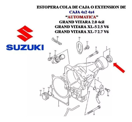 Reten Cola Transmision 4x2 Suzuki Siderick 1.8 4cil 93/99. Foto 6